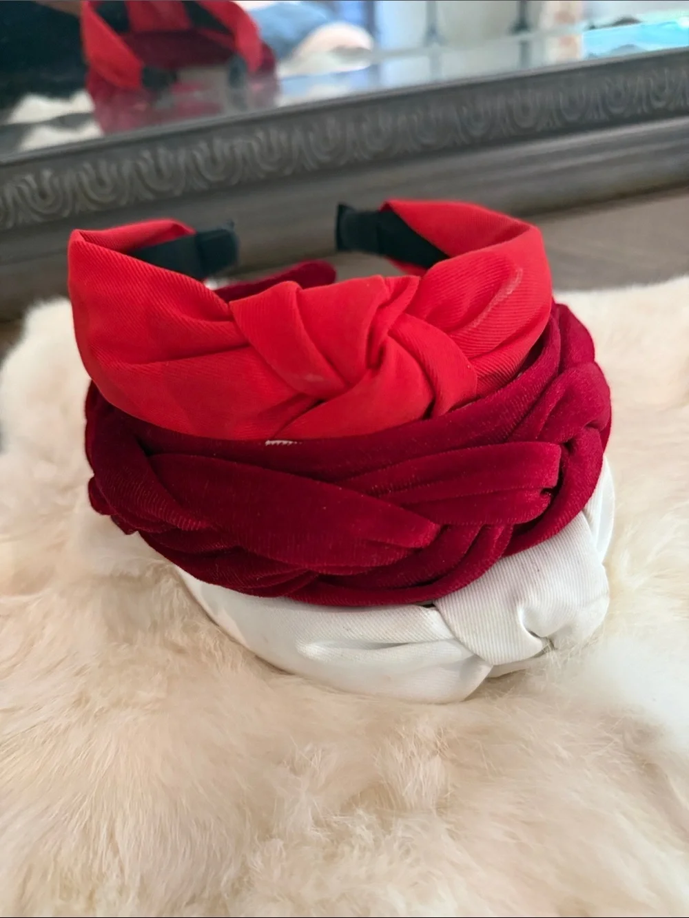 Women’s Knot Headband Trio - Red, Burgundy & White